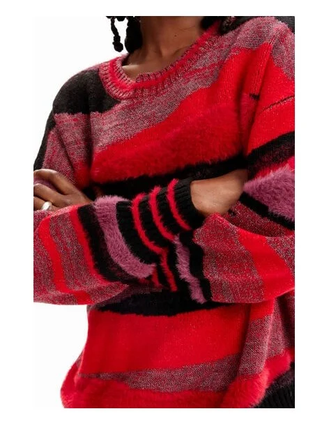 Mohair pullover sweater fuzzy tan -Dante Abstract Sweater