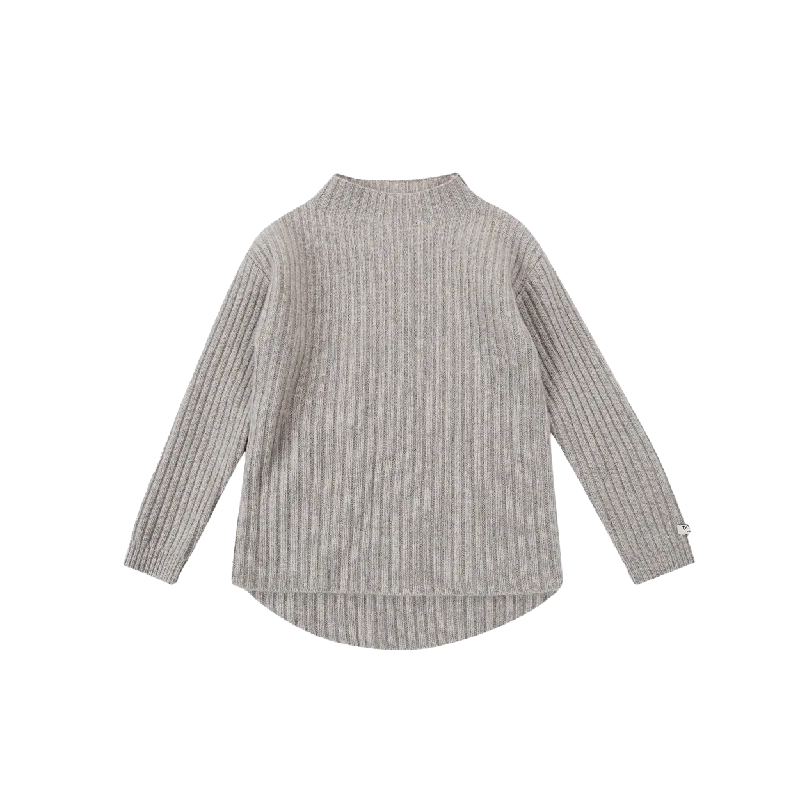 Sheer cotton pullover sweater black -Dai Merino Wool Sweater | Beige Melange