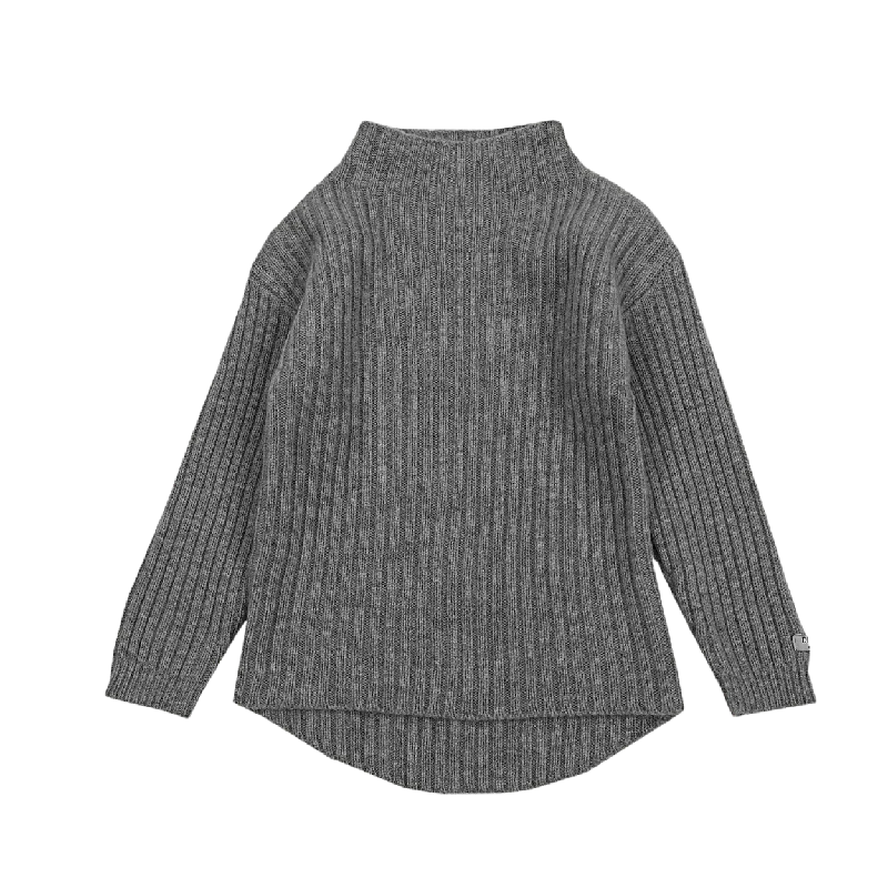 Alpaca pullover sweater soft navy -Dai Merino Wool Sweater | Grey Melange