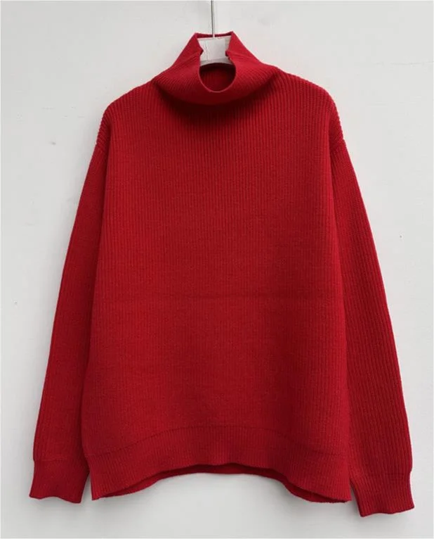 Oversized wool pullover sweater tan -CHADWICK RIBBED RELAXED MOCK NECK SWEATER