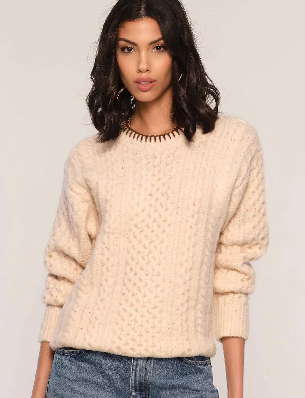 Fringe wool pullover sweater tan -mallory sweater