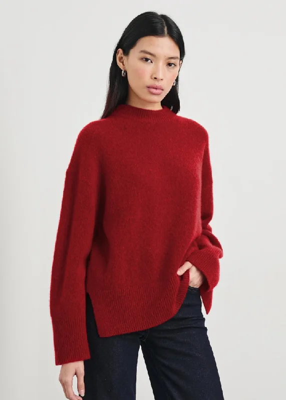 Pinstripe knit pullover sweater white -Rails Miranda Sweater- Merlot