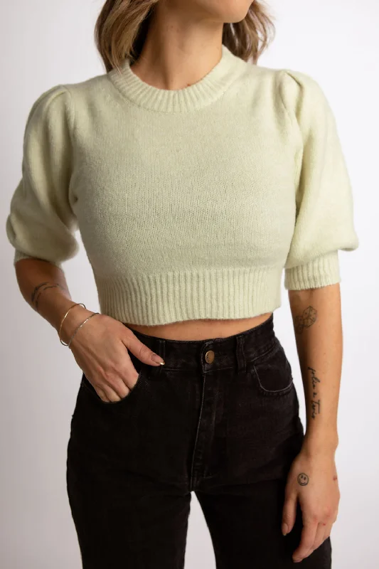 Cropped knit pullover sweater navy -Stella Crop Sweater