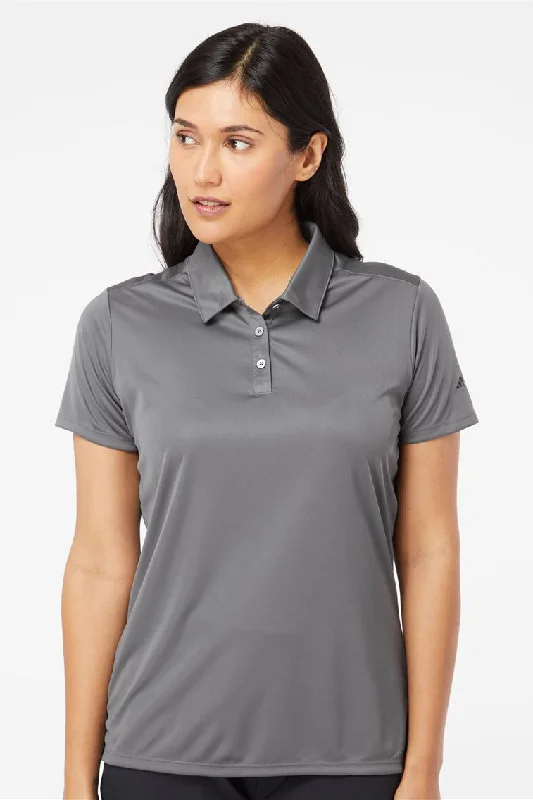 cuz vibe blouses -Adidas Womens 3 Stripes UPF 50+ Short Sleeve Polo Shirt - Grey/Black