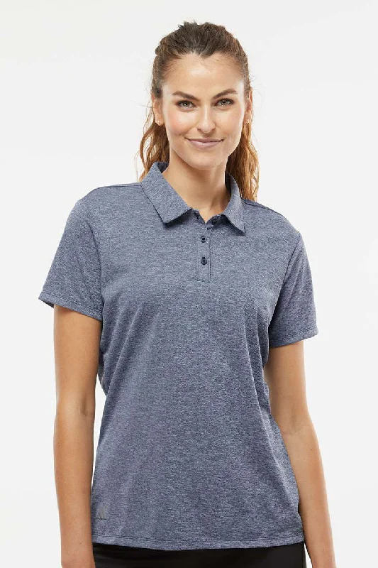 wild free blouses -Adidas Womens Heathered Short Sleeve Polo Shirt - Collegiate Navy Blue Melange