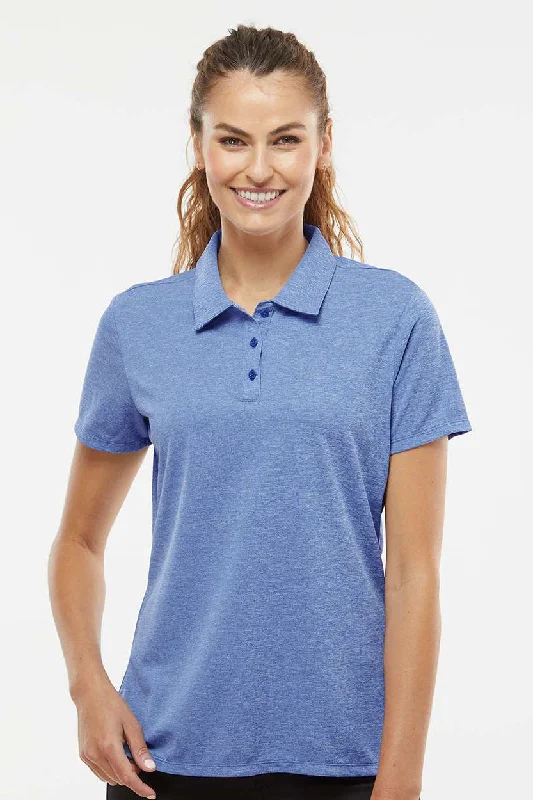 cat cool shirts -Adidas Womens Heathered Short Sleeve Polo Shirt - Collegiate Royal Blue Melange