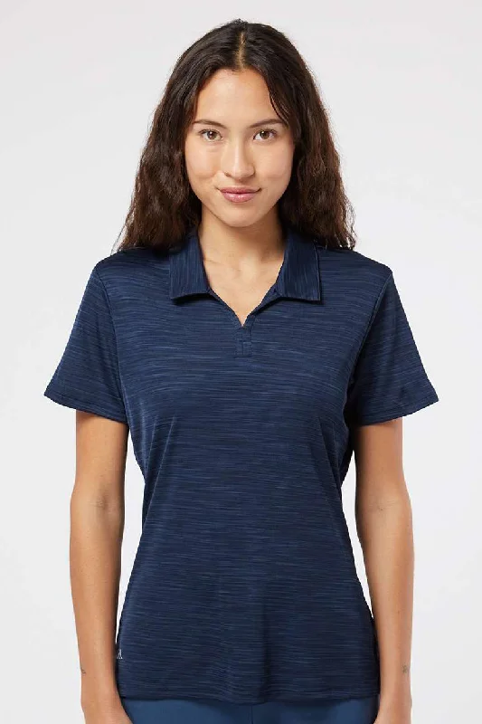 loud hue blouses -Adidas Womens UPF 50+ Short Sleeve Polo Shirt - Collegiate Navy Blue Melange