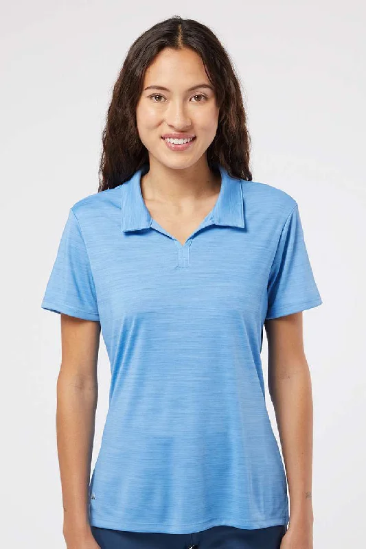 trek free shirts -Adidas Womens UPF 50+ Short Sleeve Polo Shirt - Lucky Blue Melange