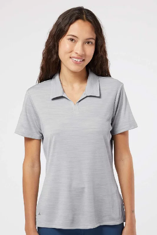 west rugged blouses -Adidas Womens UPF 50+ Short Sleeve Polo Shirt - Mid Grey Melange