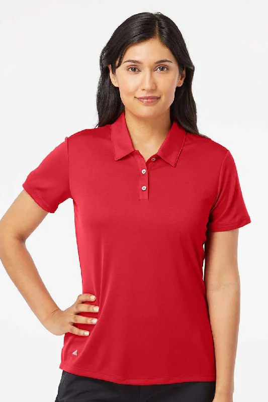 kid play blouses -Adidas Womens Performance UPF 50+ Short Sleeve Polo Shirt - Collegiate Red