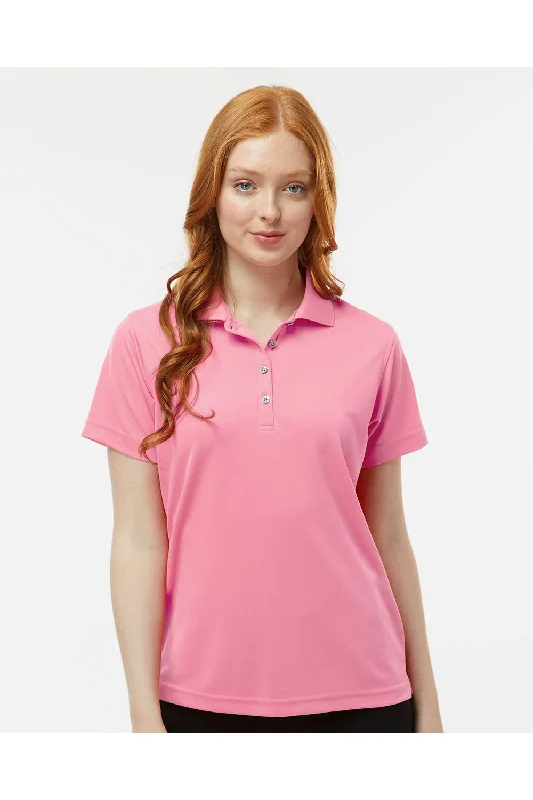 unc chill blouses -Paragon Womens Saratoga Performance Moisture Wicking Mini Mesh Short Sleeve Polo Shirt - Charity Pink