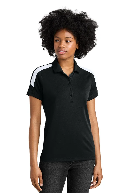 tile art shirts -Sport-Tek Womens Moisture Wicking Competitor United Short Sleeve Polo Shirt - Black/White - New