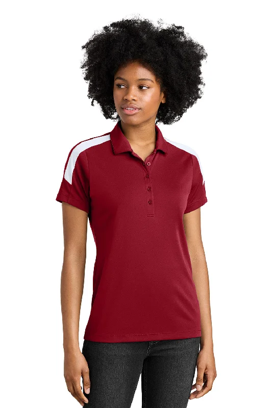 kick fan shirts -Sport-Tek Womens Moisture Wicking Competitor United Short Sleeve Polo Shirt - Deep Red/White - New