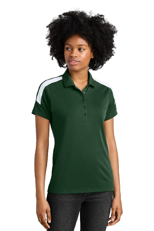 cool air blouses -Sport-Tek Womens Moisture Wicking Competitor United Short Sleeve Polo Shirt - Forest Green/White - New