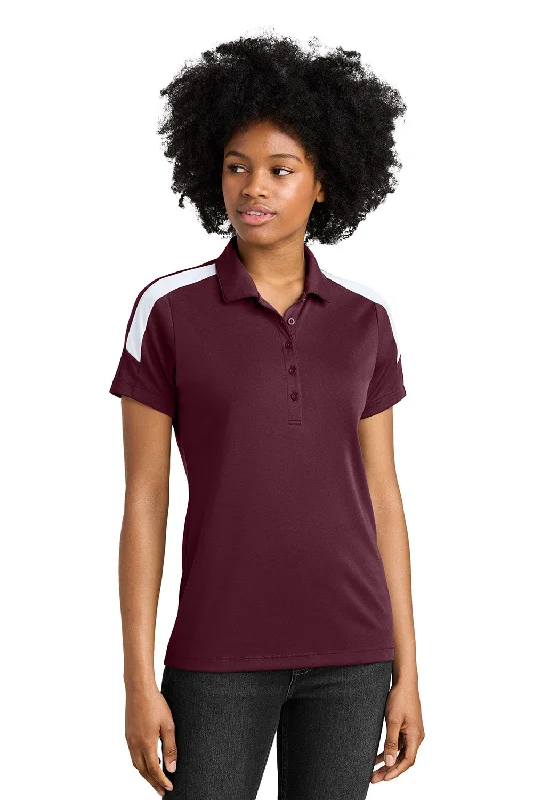 tight press blouses -Sport-Tek Womens Moisture Wicking Competitor United Short Sleeve Polo Shirt - Maroon/White - New