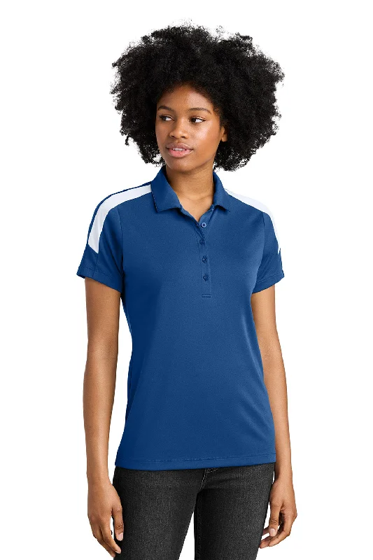 wool hint shirts -Sport-Tek Womens Moisture Wicking Competitor United Short Sleeve Polo Shirt - Royal Blue/White - New