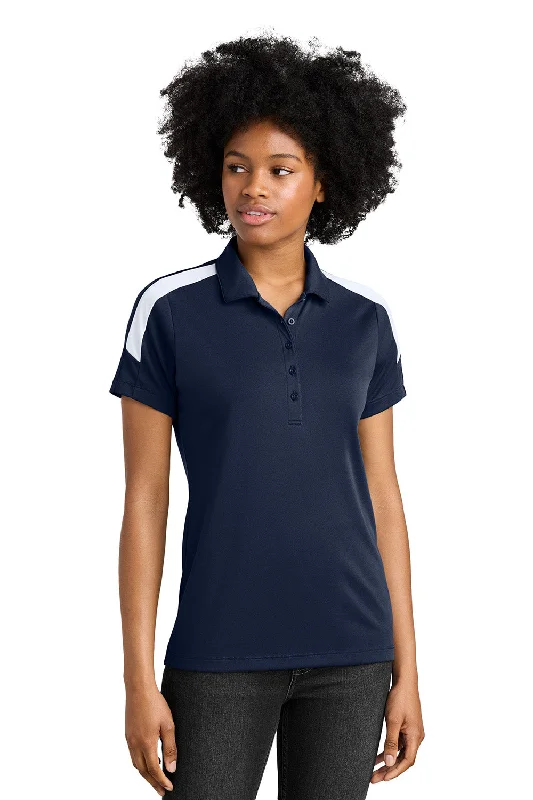 soft brush blouses -Sport-Tek Womens Moisture Wicking Competitor United Short Sleeve Polo Shirt - True Navy Blue/White - New