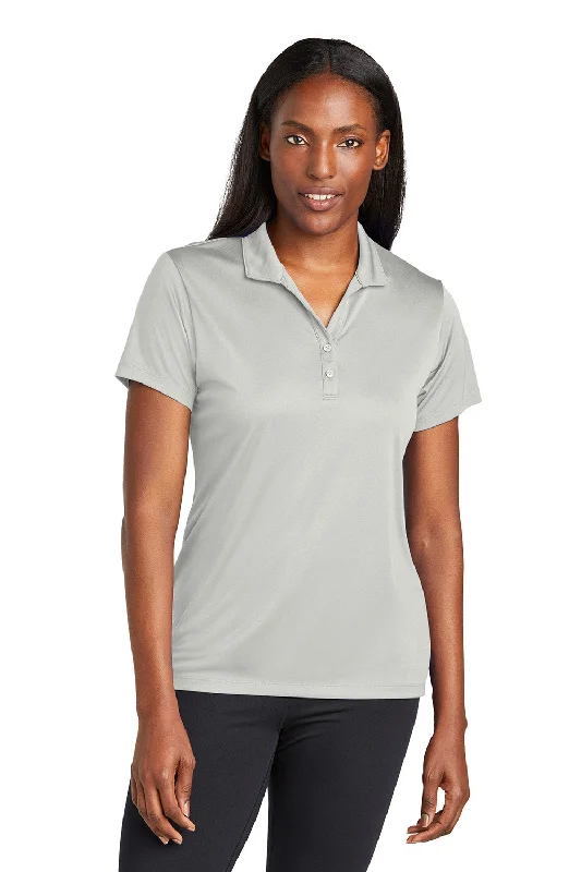 face photo shirts -Sport-Tek Womens Moisture Wicking Re-Compete Short Sleeve Polo Shirt - Silver Grey - New