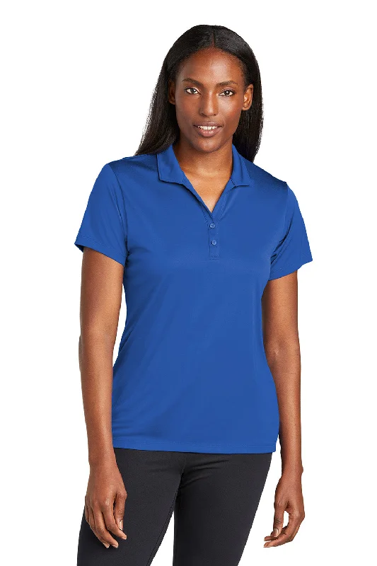 name tag shirts -Sport-Tek Womens Moisture Wicking Re-Compete Short Sleeve Polo Shirt - True Royal Blue - New