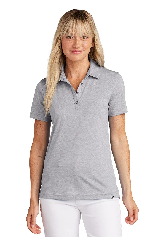 torn hem blouses -TravisMathew Womens Sunnyvale Wrinkle Resistant Short Sleeve Polo Shirt - Heather Light Grey - New