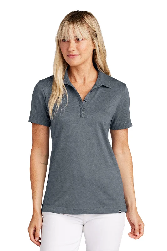 front pouch shirts -TravisMathew Womens Sunnyvale Wrinkle Resistant Short Sleeve Polo Shirt - Heather Night Blue - New