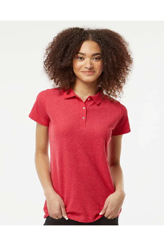 tough run shirts -Tultex Womens Sport Short Sleeve Polo Shirt - Heather Red