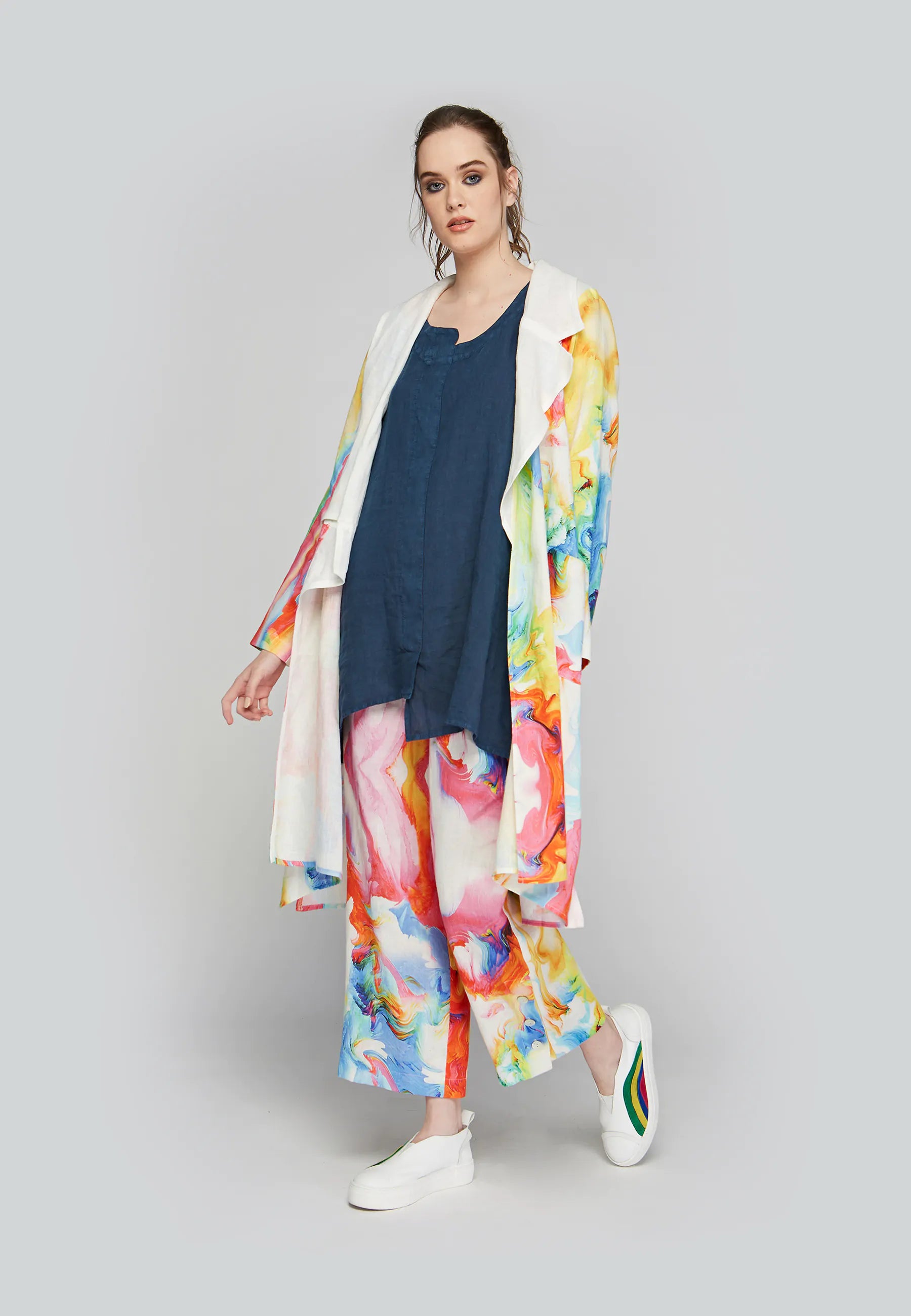 Oversized wool cardigan lilac -IVY Printed, linen duster