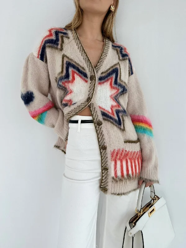 Hooded knit cardigan beige -Caesars Charming Palace Cardigan