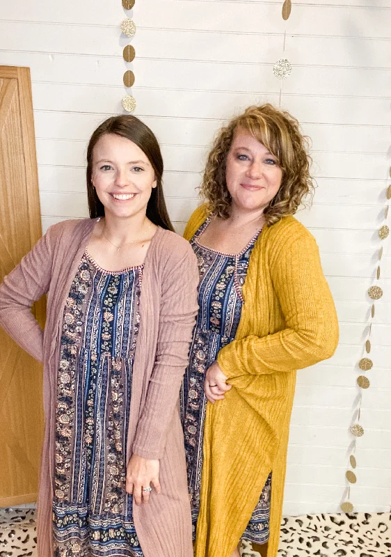 Fringe cardigan boho beige -Feeling Free Rib Knit Cardigan