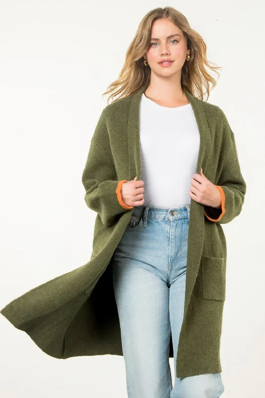 Cropped knit cardigan grey -Little Bit More Cardigan - Green