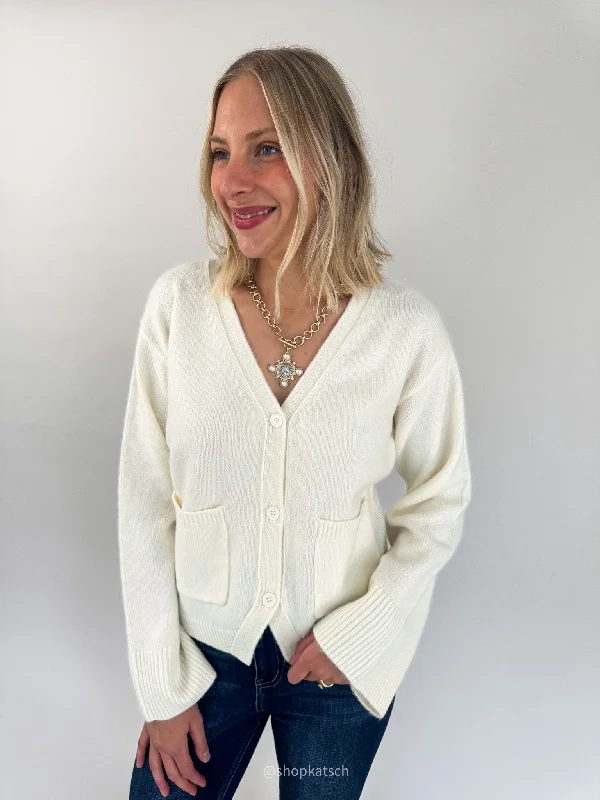 Fringe wool cardigan tan -Odelia Antique Cardigan