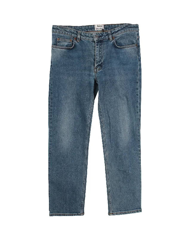 street vibe pants -Acne Studios Row Straight Cut Jeans in Blue Cotton Denim