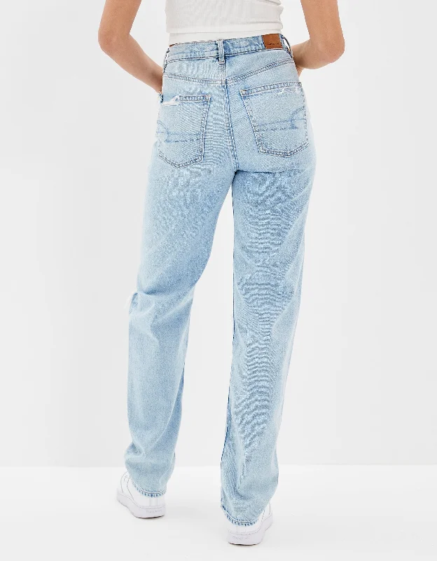 club sleek pants -AE Ripped Highest Waist Baggy Straight Jean