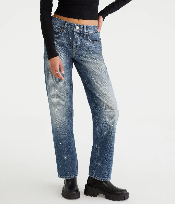 crisp formal pants -Aeropostale Low-Rise Embellished Baggy Jean