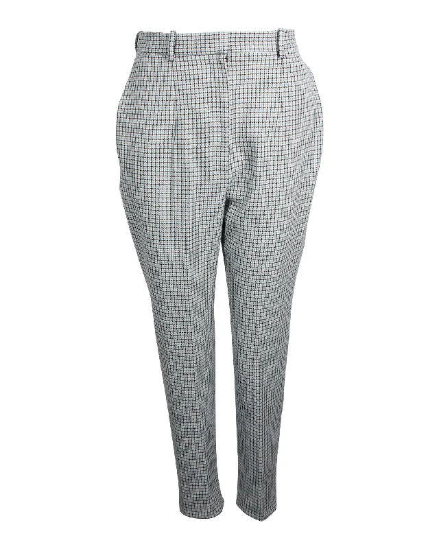 tuck sharp pants -Alexander McQueen Houndstooth Trousers in Blue Wool