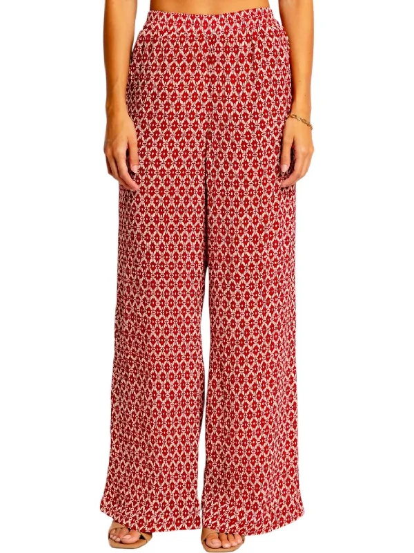 cover flap pants -Annie Wide Leg Pants In Red Geo