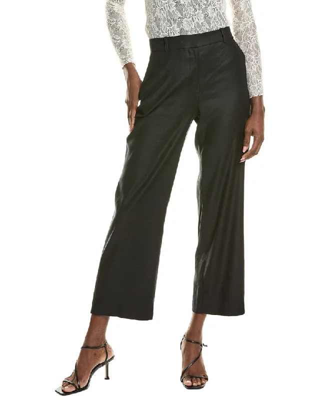 faux skin pants -BCBGMAXAZRIA Straight Leg Linen-Blend Trouser