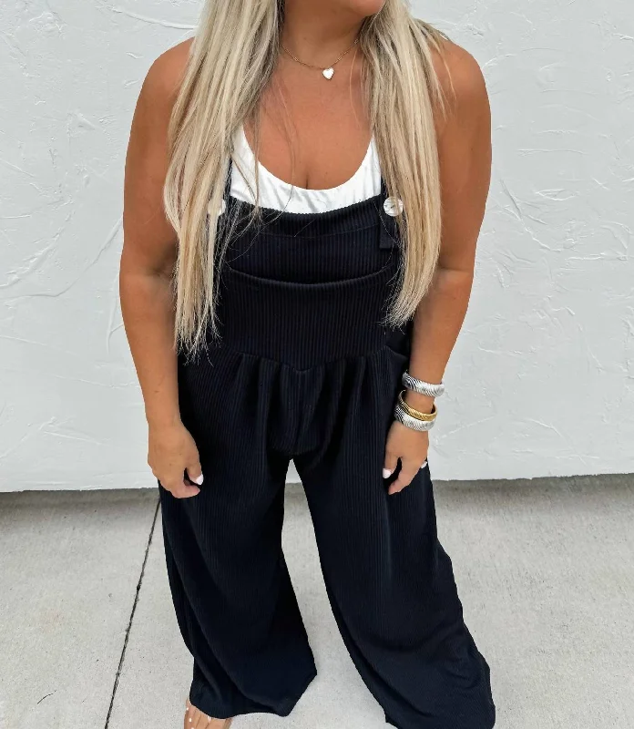 glow mark pants -Be Yourself Boho Overalls In Black