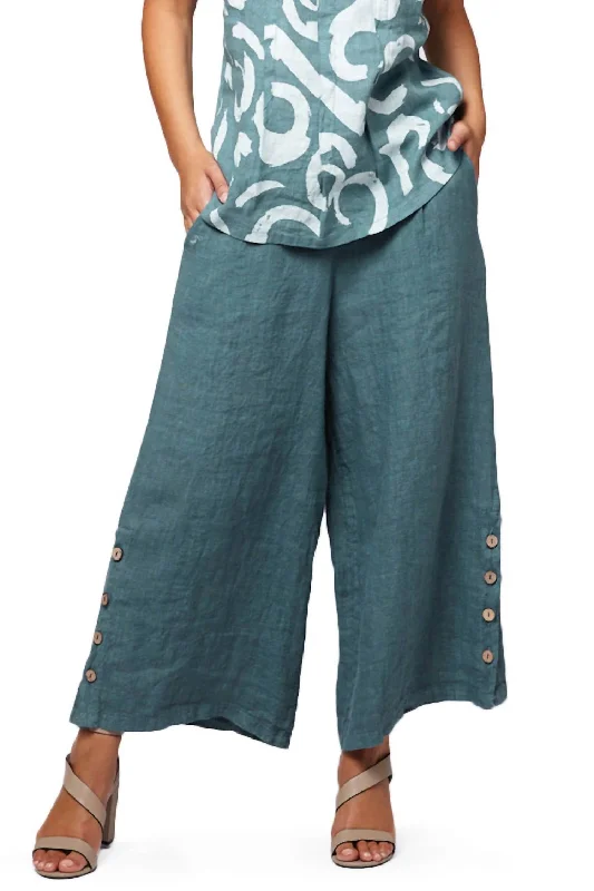 name bold pants -Button Wide Leg Pant In Dusty Green