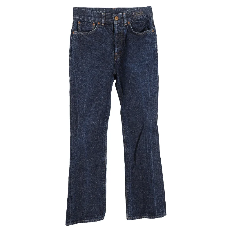 pop calm pants -Chloé High-Waisted Wide-Leg Jeans in Blue Cotton Denim