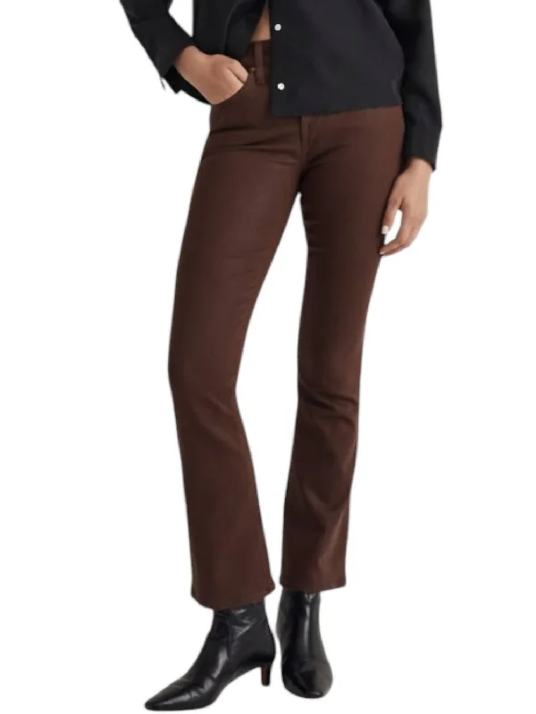 torn edge pants -Coated Jeans Kickout Crop Pants In Hot Cocoa