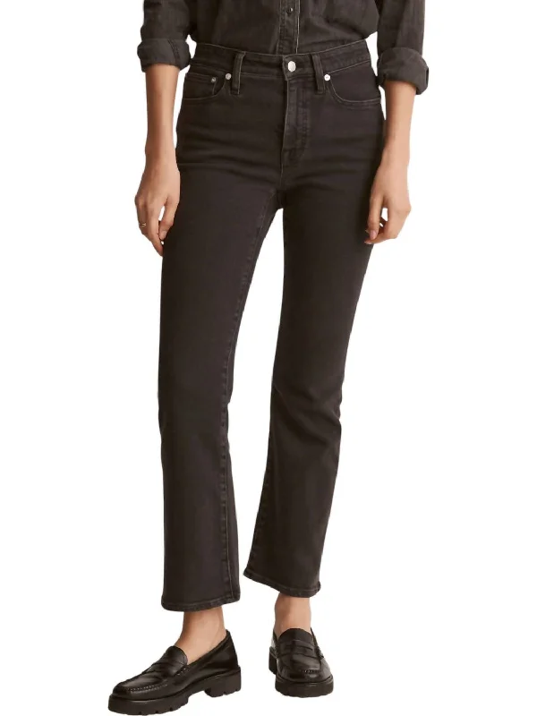 curve fit pants -Coated Kickout Crop Jeans In Black