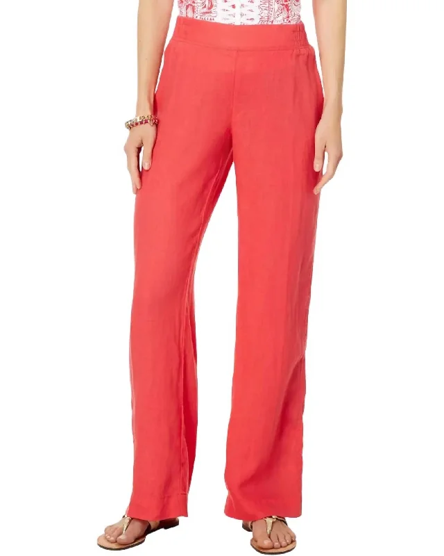 show vibe pants -Deri Linen Palazzo Pant In Mizner Red