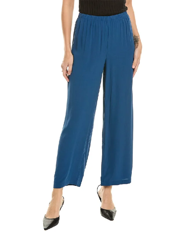 square soft pants -EILEEN FISHER Silk Straight Ankle Pant