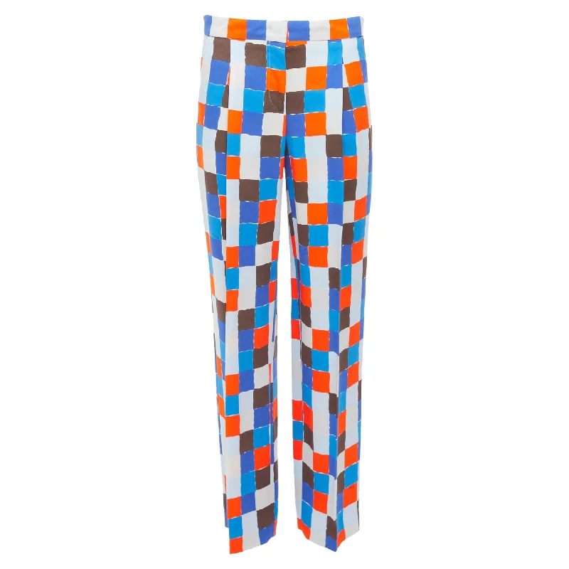 hot camp pants -Emilio Pucci Watercolour Check Mid Waist Pants