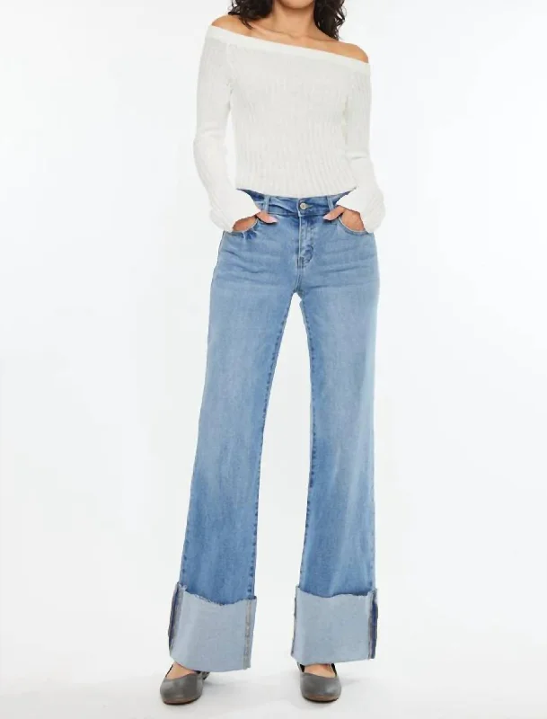 silk hint pants -Emma Mid Rise Wide Leg Jeans In Medium