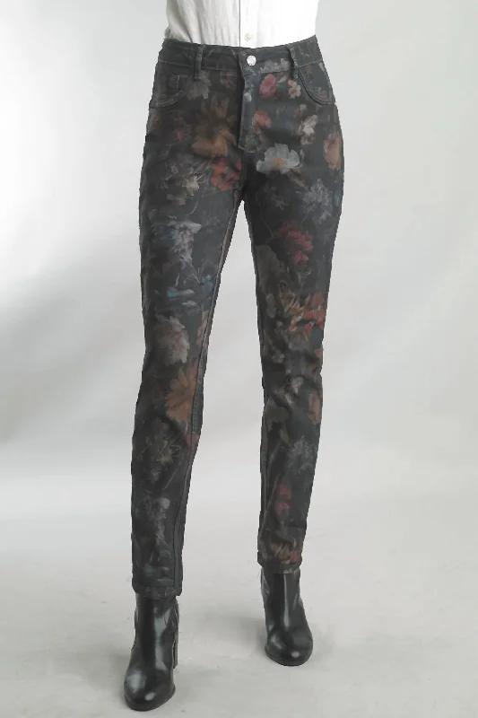 long frame pants -Floral Lee Reversible Jean In Floral/gray