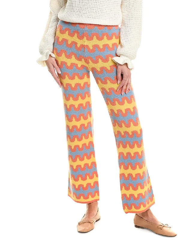 puff bold pants -Gracia Crochet Knit Ribbed Wide Leg Pant