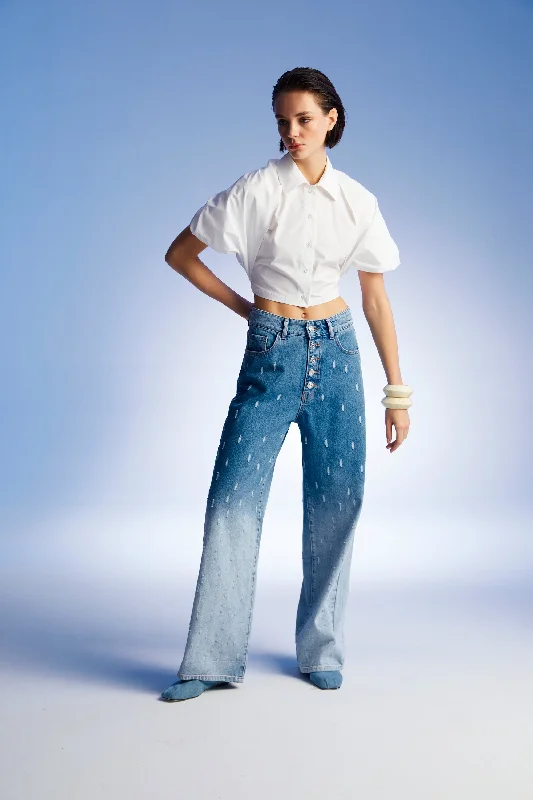 grow calm pants -Gradient Wide Leg Jean Pants