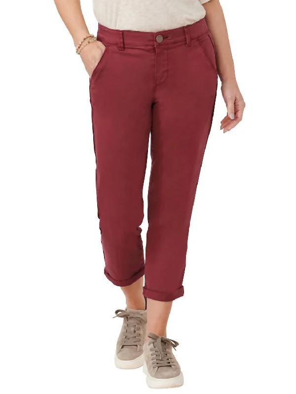 year gift pants -Grape Wine High Rise Trouser In Burgundy